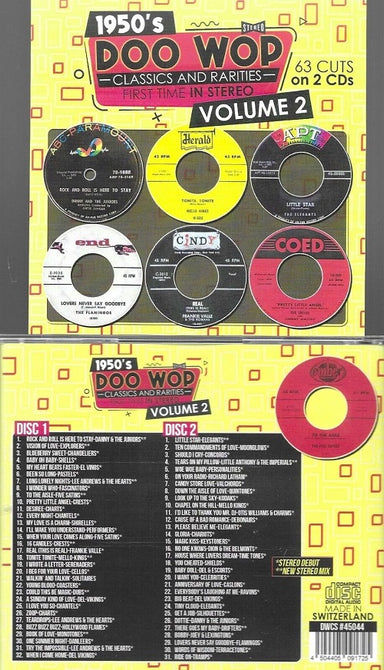 1950s Doo Wop Classics and Rarities First Time In Stereo Volume 2 Vol Two & CD