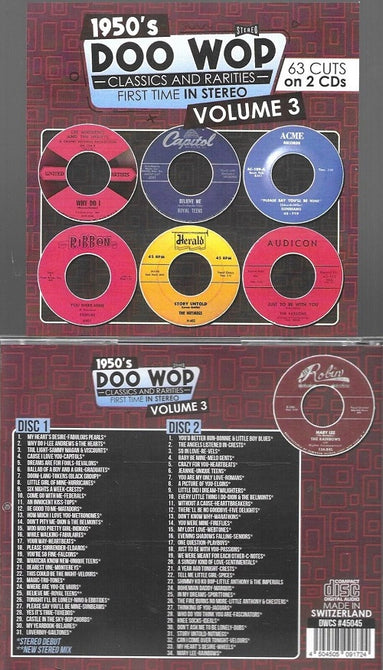 1950s Doo Wop Classics and Rarities First Time In Stereo Volume 3 Vol Three & CD