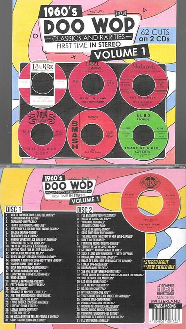 1960s Doo Wop Classics and Rarities First Time In Stereo Volume 1 Vol One & CD