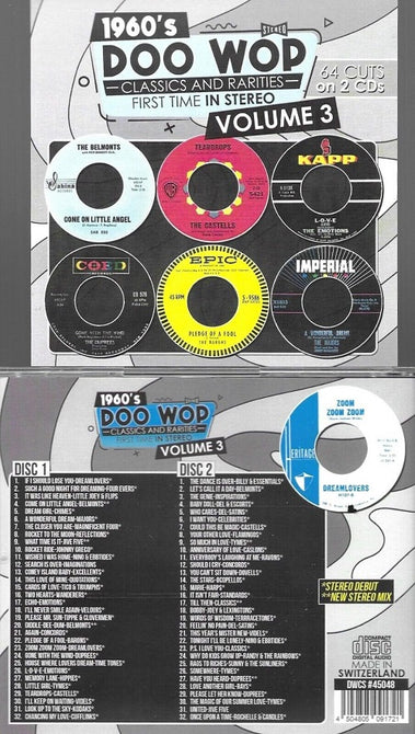 1960s Doo Wop Classics and Rarities First Time In Stereo Volume 3 Vol Three & CD