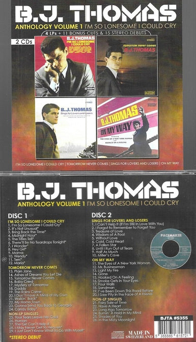 BJ Thomas Anthology Volume 1 Im So Lonesome I Could Cry Vol One New CD