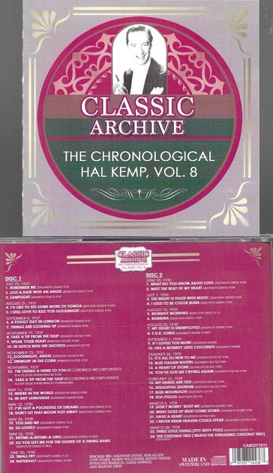 HAL KEMP HIS ORCHESTRA Chronological Hal Kemp Volume 8 1937 39 2 Two New CD