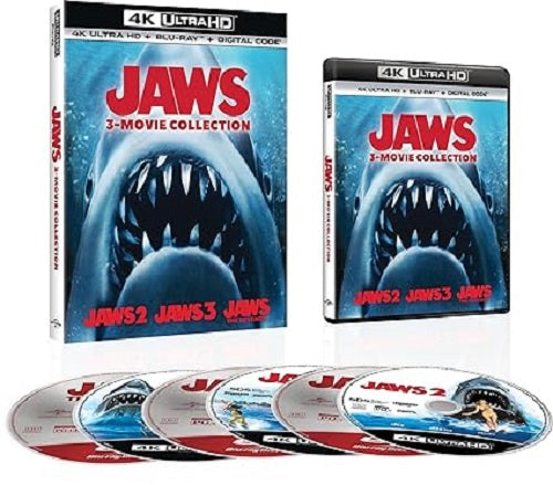 Jaws 1 2 3 Movie Collection One Two Three New 4K Ultra HD Blu-ray + Digital