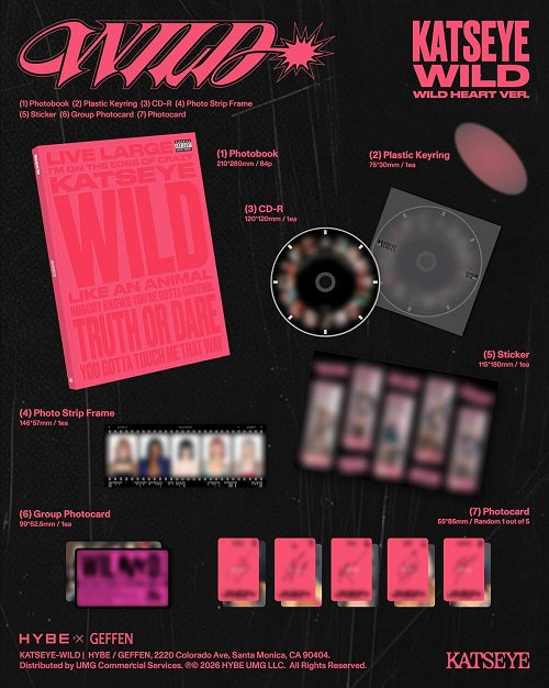 Katseye Wild Wild Heart Ver New CD + Sticker + Stickers + Keychain Presale