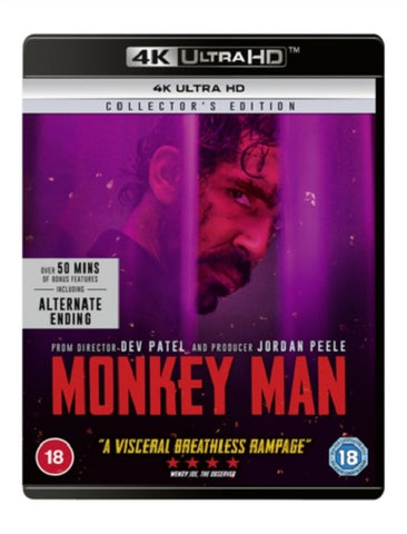 Monkey Man (Dev Patel Sharlto Copley) New 4K Ultra HD Region B Blu-ray