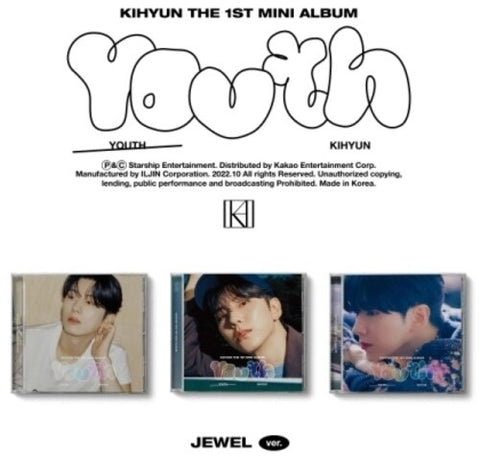 Kihyun Youth Jewel Case Version CD + Poster + Photo Book + Photos + Photo Cards