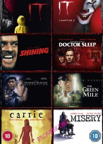 Stephen King 8 film Collection (Bill Skarsgard Finn Wolfhard) New DVD Box Set